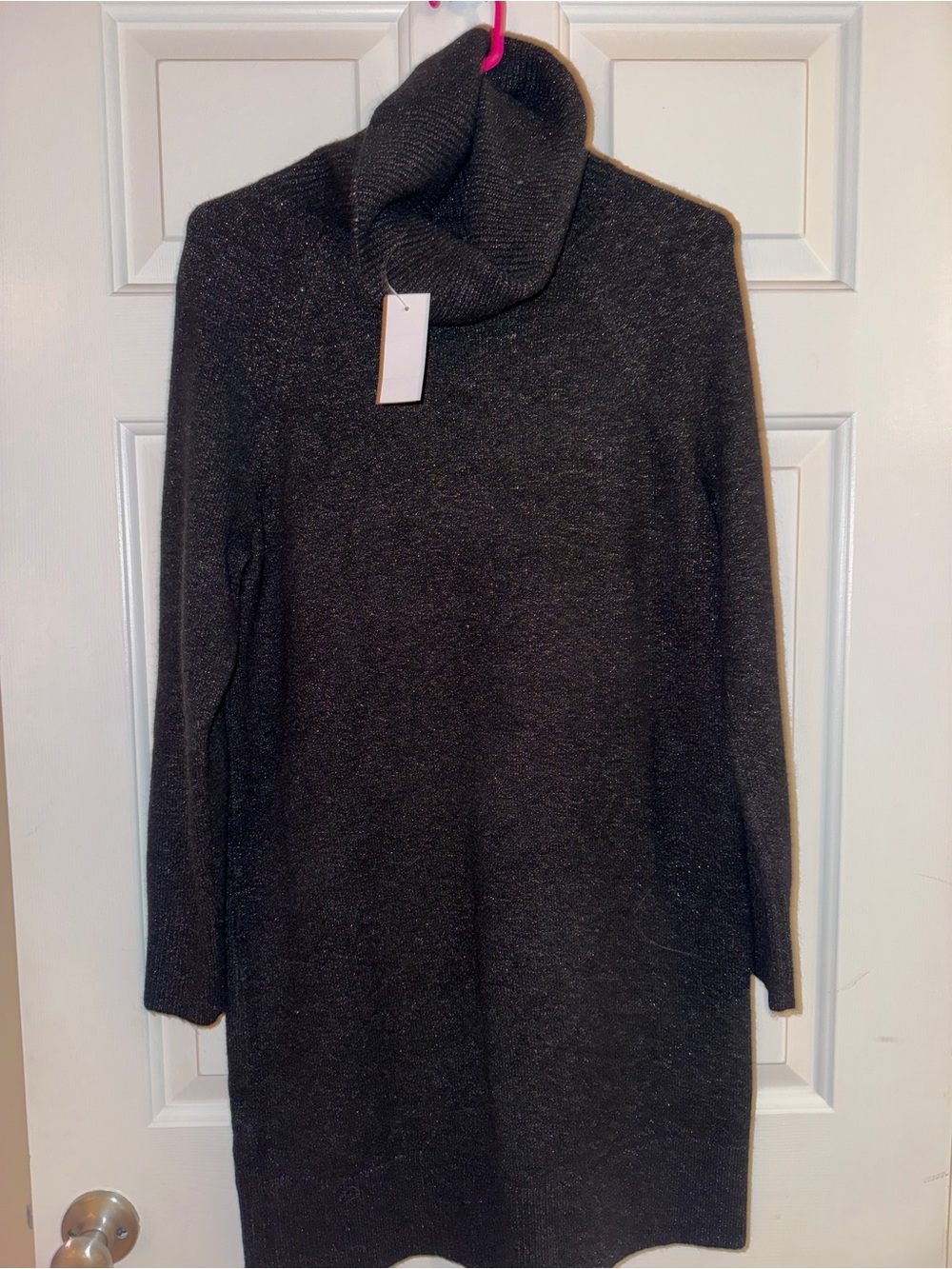 LOFT black Turtleneck Sweater Dress with shimmer